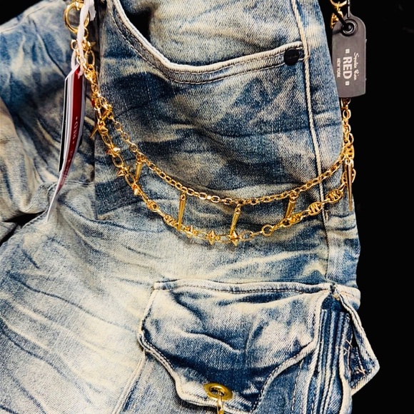 Smoke Rise Women's High Rise Wide Leg Chain Denim Pants - Picture 3 of 7